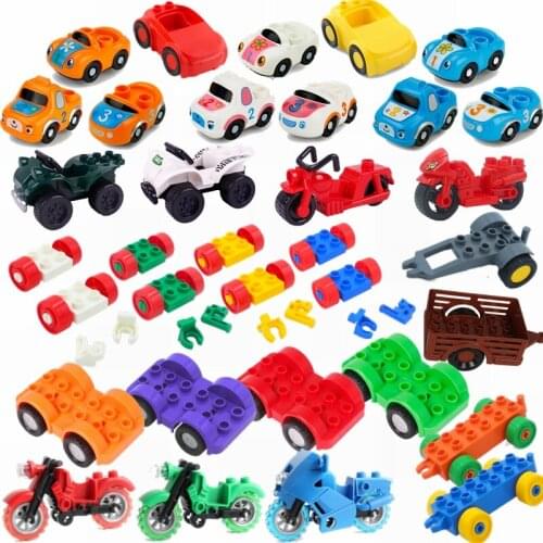 Moc Accessories Big Size Cartoon Car Motorcycle Diy Blocks Toys For Children Compatible For Locking Cars Assemble in Blocks