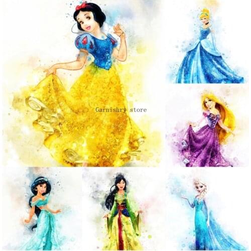 Disney Princess Cartoon Watercolor Diamond Painting Cross Stitch Kits Diamond Embroidery Mosaic Home Decor Full Drill Art