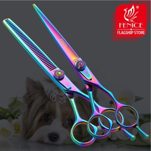 Fenice 6.5 inch Professional Pet Grooming Scissors Set Dog Hair Cutting Shear Thinning Cutting Kit Tools