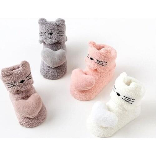 New heart-shaped cute fashion baby toddler socks thick non-slip baby socks