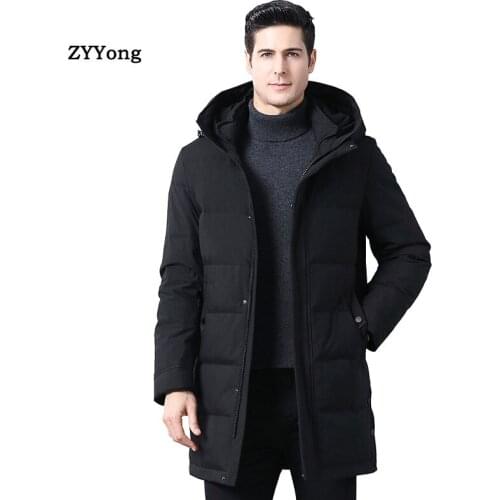 2020 New Fashion Casual Long Jacket Mens Hooded Windbreaker Male Parkas Coats Cotton Autumn Winter Trench Coat Men