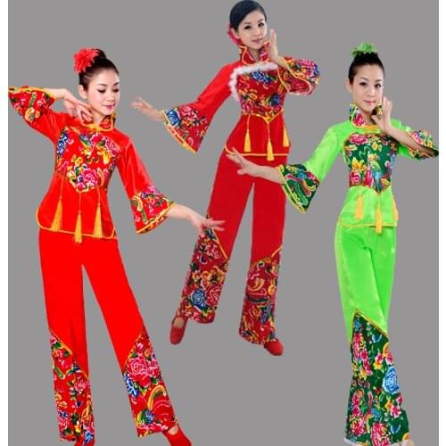 New styles Yangge clothing womens national dance costumes fashion elegant waist drum fan dance costumes