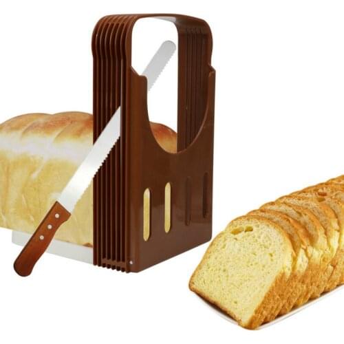Bread Slicer Loaf Toast Cutter Sandwich Skiving Machine Mold Breadfast Maker with Slicing Guides Bun Rack Kitchen Accessory Tool