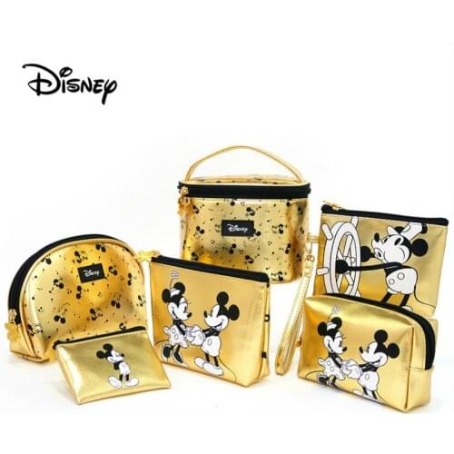 Original Disney Mickey Minnie Travel Multi-Function Makeup Bag Lipstick Makeup Brush Storage Female Portable Cute Bag Female Bag