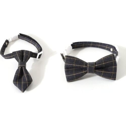 Plaid Cat Collar Adjustable Kitten Bowtie Safe Breakaway Clasp Chihuahua Necklace Cute Bowknot Puppies Collars Pets Accessories