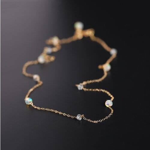 DMBS001 Gypsophila Aquamarine Necklace Female Gemstones Genuine Yellow 14K Cover Gold Color Treasure Clavicle Chain Pendant