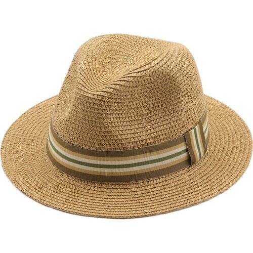 Simple Panama Hat Summer Girl Sun Hats for Women Man Beach Straw Hat for Men UV Protection Cap chapeau femme