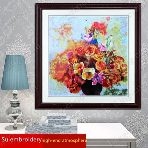 Mural Su Embroidery Perfume Lily Peacefully Follow Living Room Bedroom Tea Restaurant Decorative Painting Wedding Gift SP093