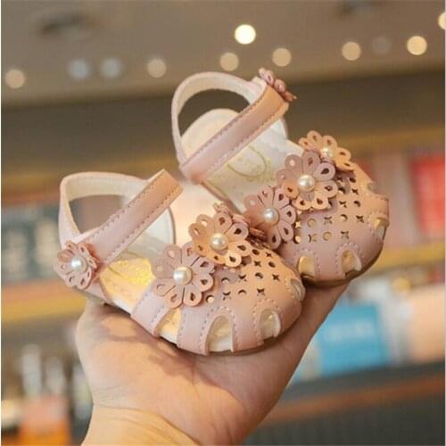 2021 hot Summer Baby sandals Baby girl fashion Flowers comfortable and breathable soft-soled toddler shoes Princess shoes 15-19