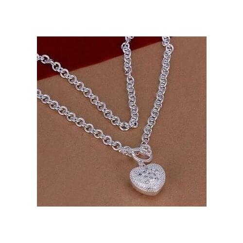 XLN022 Wholesale Charm Christmas Gifts Pendants Necklaces For Women Fashion Jewelry Inlaid Heart Key /aclaitsa