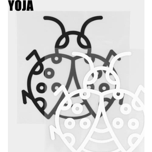 YOJA 13.4×13.3CM Lady Beetle Vinyl Decal Car Pattern Stickers Cartoon Animals Black/Silver 19C-0378