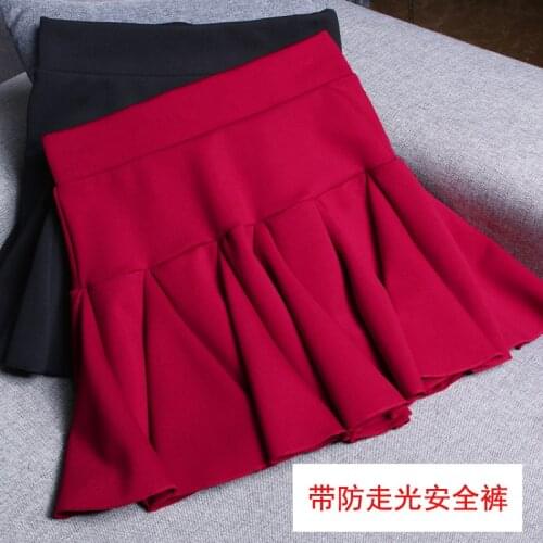Korean-Style High Waist Skirt Pleated Skirt Female Student Short A- line Skirt Short Skirt Slimming Anti-Exposure Divided Skirt