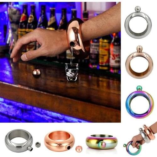 1 x Fashion new Stainless Steel Portable 3.5oz Hip Flask Holder Alcohol Drink Bangle Bracelet