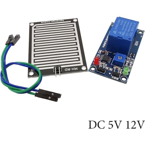 1Pcs DC 5V 12V Rain Water Sensor Relay Relais Module DC-5V 12V Relay Control Rain Sensor Module for Arduino Robot Kit