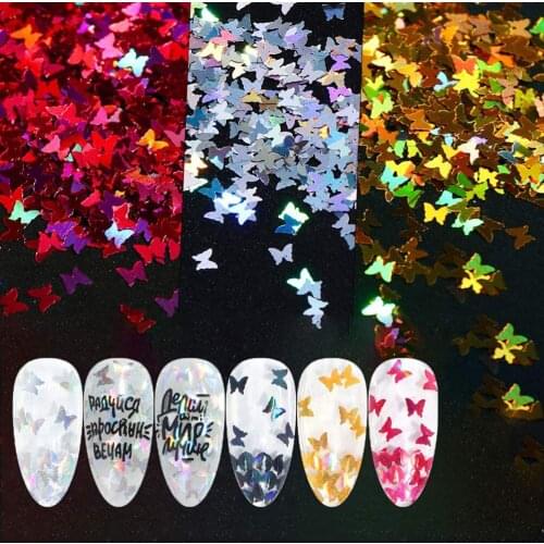 12 Colors Butterfly Glitter Nail Sequins Nail Art Flakes Colorful Confetti Glitter Sticker Decals