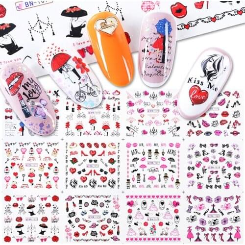 12pcs Nail Sticker Fashion Patterns Nails Art Stickers Decals Adhesive Tip DIY Manicure Decoration