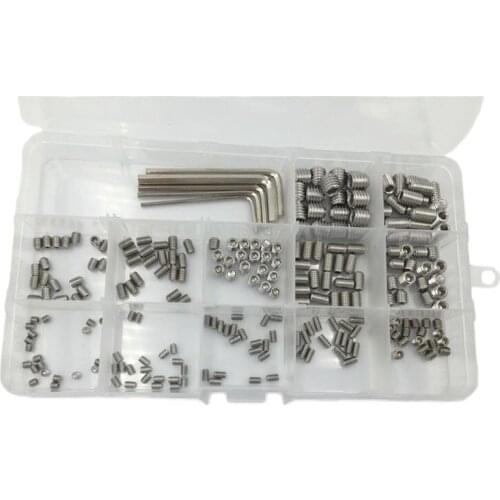 240pcs M3 M4 M5 M6 M8 Metric Stainless Steel Hex Socket Set Screw Assortment Kit