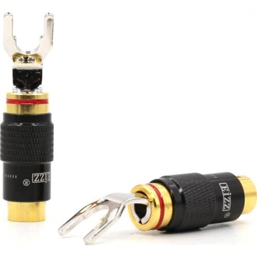 4Pcs Pure Copper plug, Rhodium Plated Speaker Cable, Y Spade plug Terminal Connector