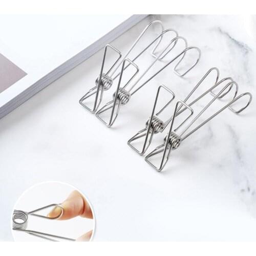 5Pcs/Set Clothing Clamps Heavy Duty Multi-purpose Stainless Steel Clothespins Laundry Chip for Clothesline Drying Rack Clips