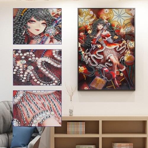 5D DIY Drill Diamond Painting Christmas Girl Special Shaped Resin Rhinestones Handwork Mosaic Wall Picture Christmas Craft Gift