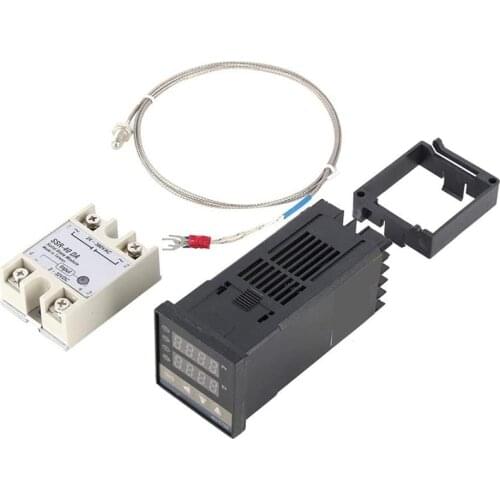 AU04 -Rex-C100 Smart Pid Temperature Controller with 40A Solid State Relay + K Thermocouple Gd Set AC110V-240V 0 to 400Celsius