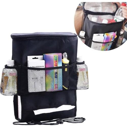 Car Milk Breast Seat Back Storage Bag Organizer Cooler Cool Wrap Bottle Bag Insulated Seat Back Drinks Holder with Mesh Pockets