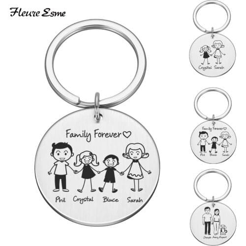 Personalized Family Gifts Keychain Custom Mom Dad Daughter Son Pet Key Chain Engraved Stainless Steel Mother Father Kids Keyring