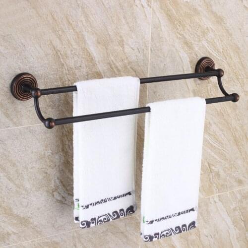 Oil Rubbed Bronze Bathroom Double Towel Bar Wall Mounted Towel Rack Bathroom Accessories KD954