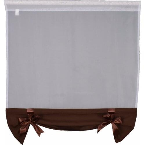 Tulle Color Window Curtain Solid Tulle Voile & Heavy Fabric with Bowknot Curtain for Room Window
