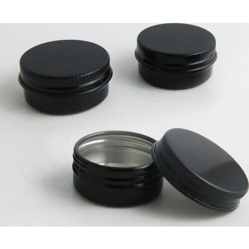 Hot sale!! 50 x empty travel skin care cream metal black jar 10g 15g 1/2oz small Aluminum can pot Jar cosmetic makeup container
