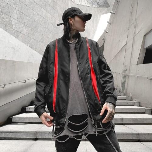 Hot Sale Most Fashionable Young Mens Open Stitch Zipper Jackets Hip Hop Casual Spliced Baseball-Uniform Outerwear Streetwear