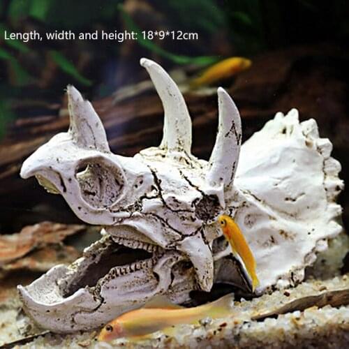 Resin Fish Tank Simulation Dinosaur Skull Fashion Small Fish Hiding House Domineering Ornaments Aquarium Decoration Accessories