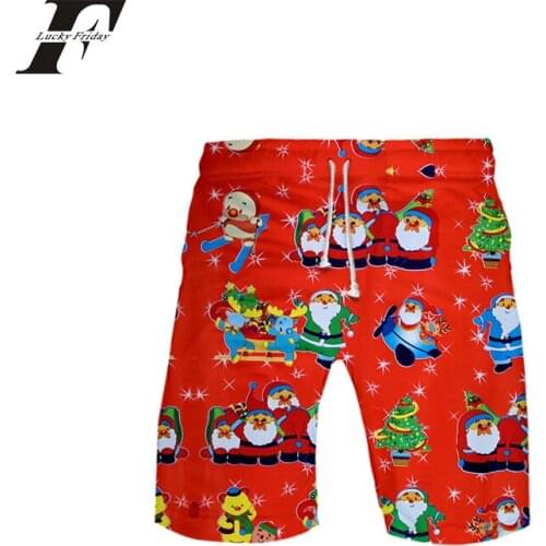 K-pop Christmas Western traditional festival Santa Claus pattern print fashion trend shorts popular casual summer shorts