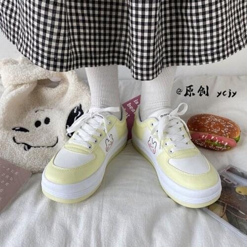 Female Student Low Top Platform Flats Ladies Vulcanize Shoes Women Sneakers Yellow Blue Tennis Cute Lovely Girl Casual Shoes