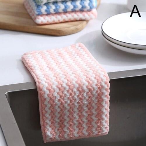 Coral Wool Absorbent Cloth Kitchen Cleaning Cloth Oil Free Napkin Kitchen Utensils Scrubbing Pad Household Cleaning Towel