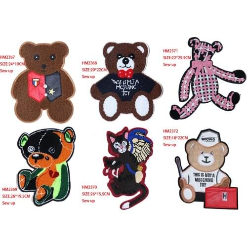 Cartoon Decorative Patch Bear doll Cat icon Towel embroidered Applique Patches For DIY Iron on Badges on clothes Stickers