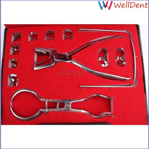 1set 12pcs Dental Rubber Dam Kit Stainless Steel Dental Surgical Instruments Dental Instrument Dental Lab