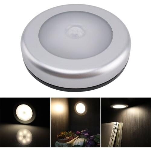 BORUiT PIR Motion Sensor 6 LED Night Lights Battery Mini Cabinet Night Lamp for Kitchen Stair Bedroom Wireless Magnetic Lighting