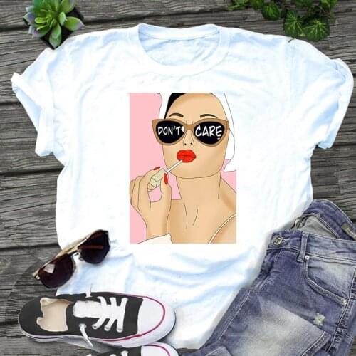 Women 90s Make Up Ladies New Holiday New Graphic Cartoon Print Mujer Camisetas Kawaii Female Clothes Tops Tees Tshirt T-Shirt