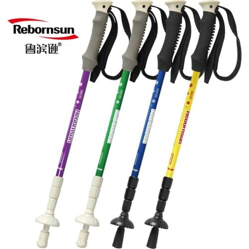 The new Robinson alpenstock carbon ultra light four portable outdoor camping hiking stick