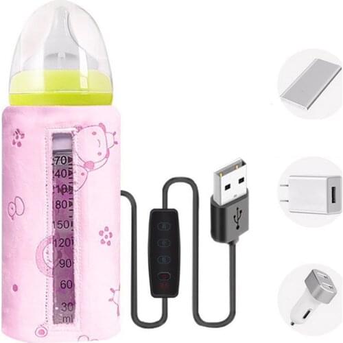 USB Kids Feeding Bottle Heated Cover Bottle Warmer Portable Travel Milk Warmer USB Heating Portable Milk Bottle Cover