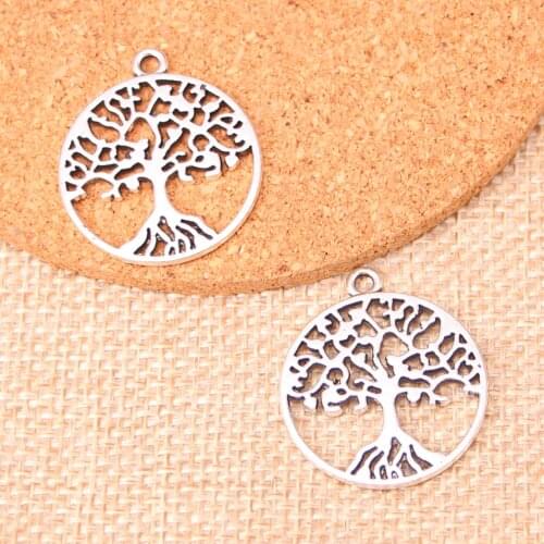 10pcs alloy Tibetan Silver Plated Tree of life Charms Pendants for Jewelry Making DIY Handmade Craft 26mm