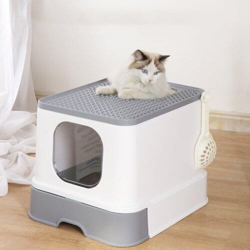 Fully Enclosed Cat Litter Box Large Anti-spatter Drawer Top Into Cat Toilet Deodorization Extra Large Oversized Cat Supplies
