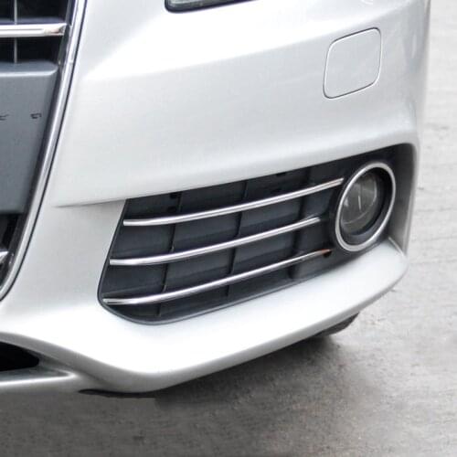 Stainless Steel Front Fog Lamp Strips Decoration Sticker Trim For Audi A4 B8 2009-2012 Exterior Light Modified Accessories