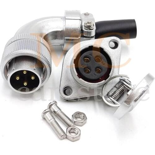 WS20 4pin Industrial Power Connector, Electrical 4 pin Outdoor Male Female Welding Waterproof Connector Socket(4PIN, 1SET)