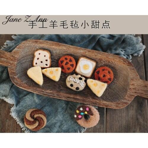 Wool felt Mini dessert table biscuits bread cheese doughnut cookies afternoon tea newborn baby studio shooting accessories