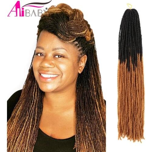 18 Inch Sister Locks Crochet Hair Synthetic Soft Dreadlocks Ombre Braiding Hair Extensions 27Stands/Pack For Women Alibaby