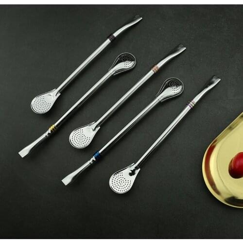 1 PC Stainless Steel Drinking Straws Yerba Mate Straw Gourd Bombilla Filter Stirring Spoons Reusable Tea Tool Bar Straw