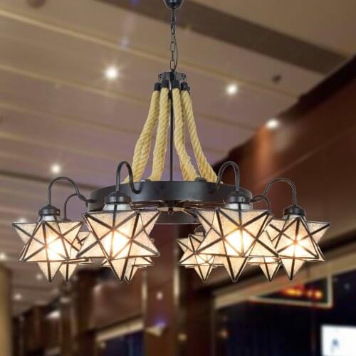 Nordic modern five-pointed star lights restaurant bar balcony creative star lights copper glass corridor lights