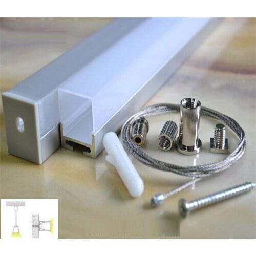 100cm High Quality Aluminium Surface Mounted LED Strip Light Profile, Anodised Silver, Hanging systems included, Free Shipping